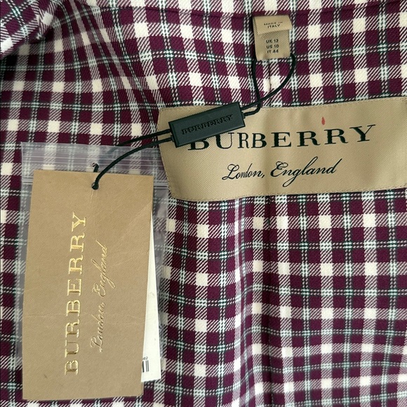 NWT Burberry authentic Women's cotton Double-Breasted Check Blazer. Size 10 - Picture 8 of 11